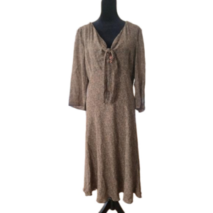 Isabella Bird Anthropologie Brown Silk Dress Size 12  Midi Dress